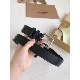 Burberry Black Leather New Silver Needle Buckle 35mm Belts