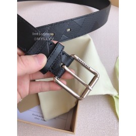 Burberry Black Leather New Silver Needle Buckle 35mm Belts