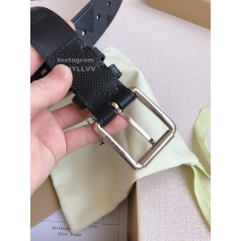 Burberry Black Leather New Silver Needle Buckle 35mm Belts
