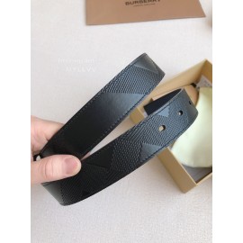 Burberry Black Leather New Silver Needle Buckle 35mm Belts