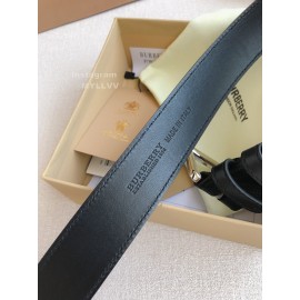 Burberry Black Leather New Silver Needle Buckle 35mm Belts