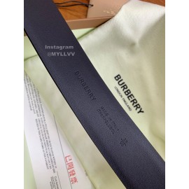 Burberry Black Leather Silver Letter Buckle 35mm Belts For Men