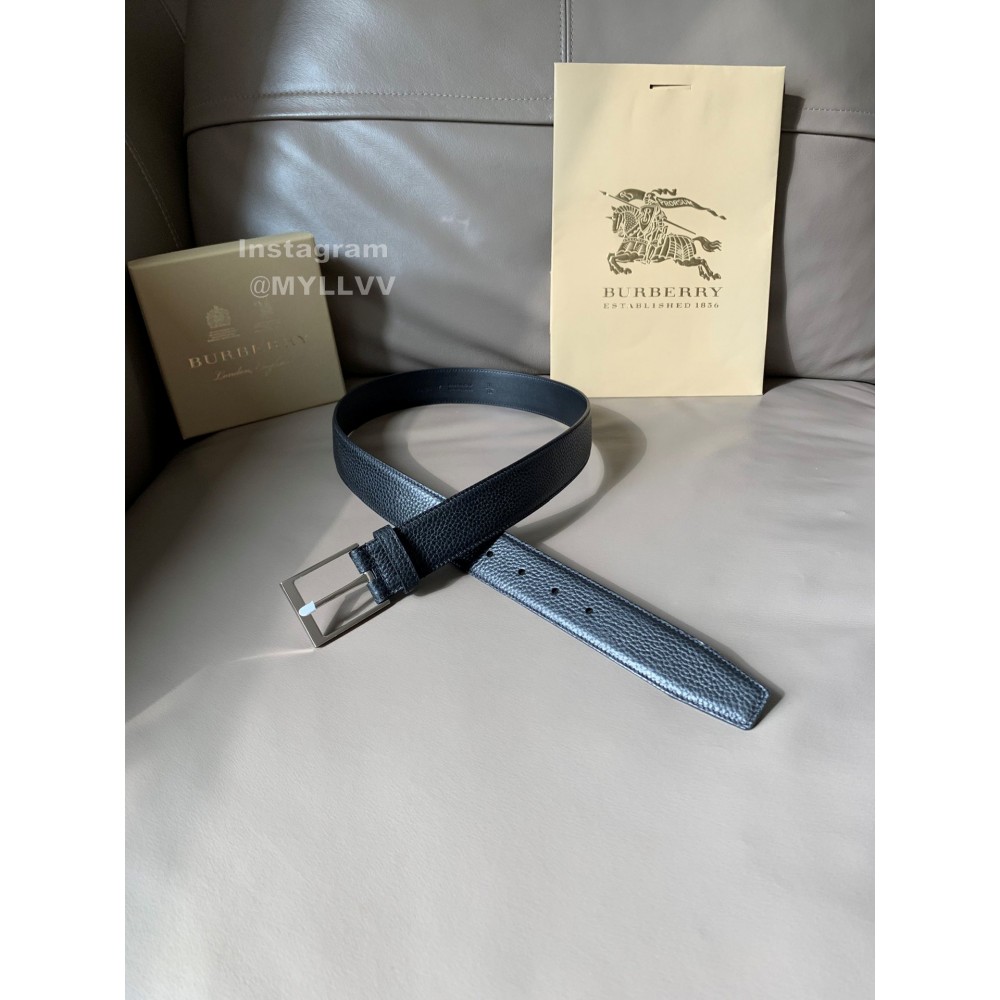 Burberry Black Litchi Grain Leather Needle Buckle 35mm Belts For Men