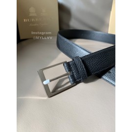 Burberry Black Litchi Grain Leather Needle Buckle 35mm Belts For Men