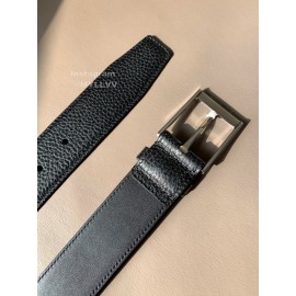 Burberry Black Litchi Grain Leather Needle Buckle 35mm Belts For Men