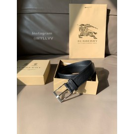 Burberry Black Litchi Grain Leather Needle Buckle 35mm Belts For Men