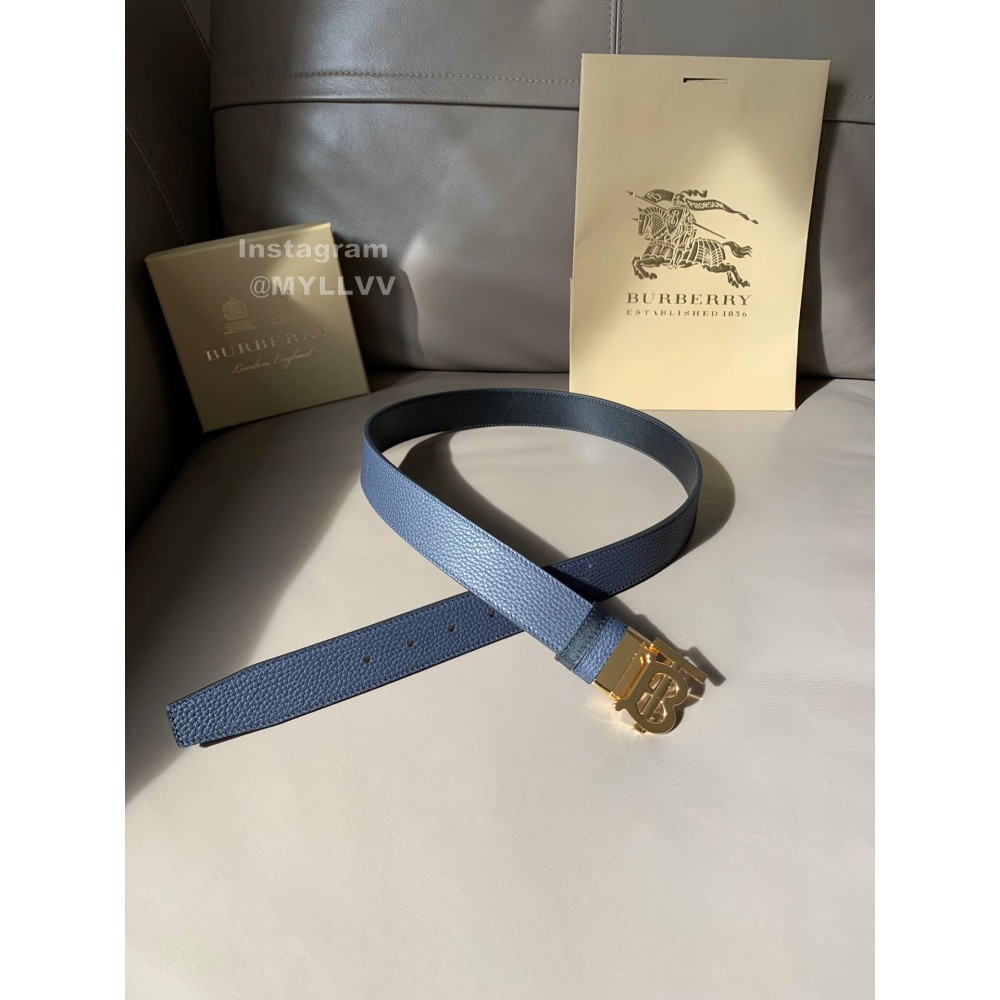 Burberry Black Litchi Grain Calf Gold Buckle 35mm Belts For Men