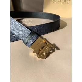 Burberry Black Litchi Grain Calf Gold Buckle 35mm Belts For Men