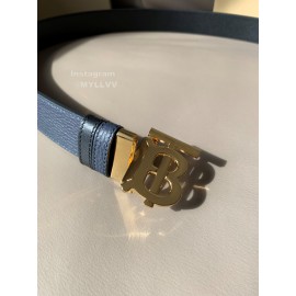 Burberry Black Litchi Grain Calf Gold Buckle 35mm Belts For Men