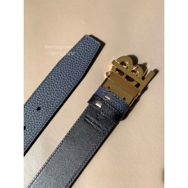 Burberry Black Litchi Grain Calf Gold Buckle 35mm Belts For Men