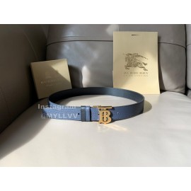 Burberry Black Litchi Grain Calf Gold Buckle 35mm Belts For Men