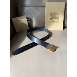 Burberry Black Litchi Grain Calf Gold Buckle 35mm Belts For Men