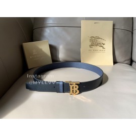 Burberry Black Litchi Grain Calf Gold Buckle 35mm Belts For Men