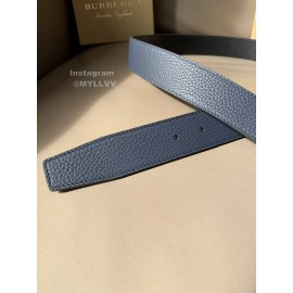 Burberry Black Litchi Grain Calf Silver Buckle 35mm Belts For Men