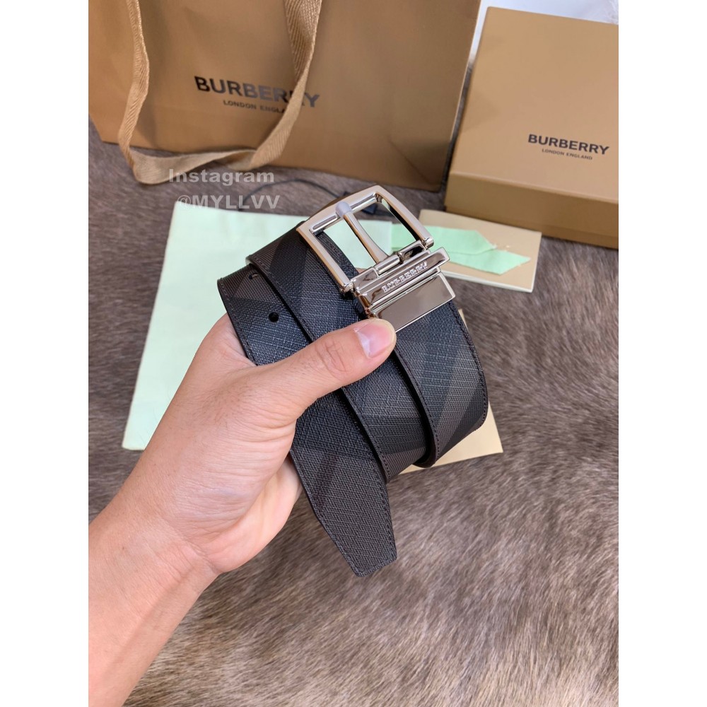 Burberry Fashion Leather Silver Needle Buckle 35mm Belts