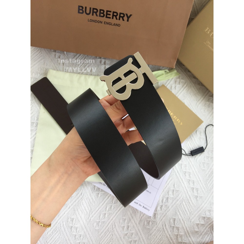 Burberry Fashion Black Leather Silver Buckle 40mm Belts