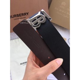 Burberry Fashion Black Leather Silver Buckle 40mm Belts