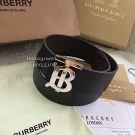 Burberry Fashion Black Leather Silver Buckle 40mm Belts