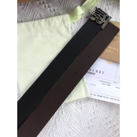 Burberry Fashion Black Leather Silver Buckle 40mm Belts