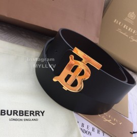 Burberry Fashion Black Leather Gold Buckle 40mm Belts