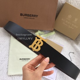 Burberry Fashion Black Leather Gold Buckle 40mm Belts
