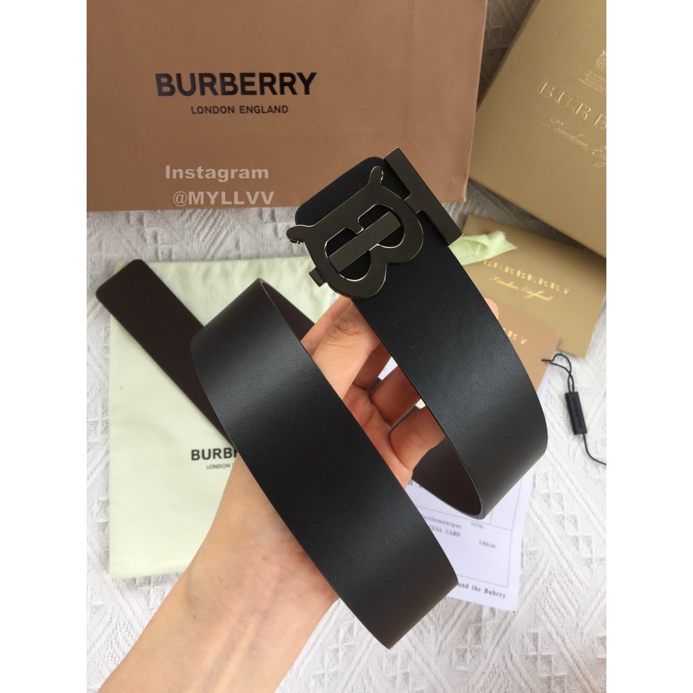 Burberry Fashion Black Leather Black Buckle 40mm Belts
