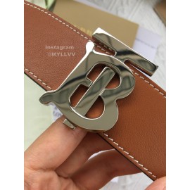 Burberry Fashion Brown Leather Silver Buckle 40mm Belts