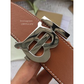 Burberry Fashion Brown Leather Silver Buckle 40mm Belts