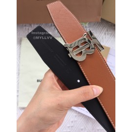 Burberry Fashion Brown Leather Silver Buckle 40mm Belts