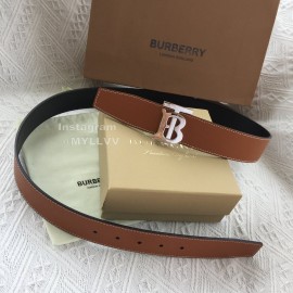 Burberry Fashion Brown Leather Silver Buckle 40mm Belts