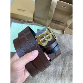 Burberry Embossed Leather Gold Buckle 40mm Belts For Men