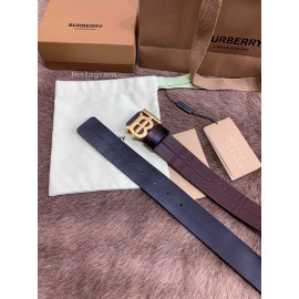 Burberry Embossed Leather Gold Buckle 40mm Belts For Men