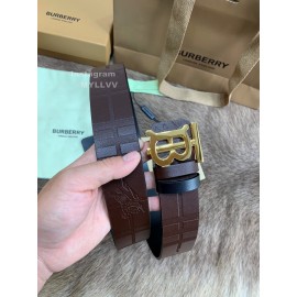 Burberry Embossed Leather Gold Buckle 40mm Belts For Men