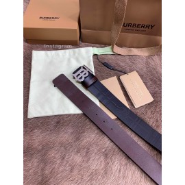 Burberry Embossed Leather Silver Buckle 40mm Belts For Men