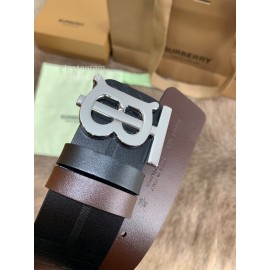 Burberry Embossed Leather Silver Buckle 40mm Belts For Men