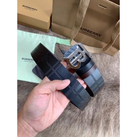 Burberry Embossed Leather Silver Buckle 40mm Belts For Men