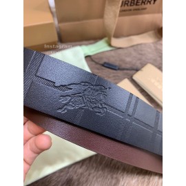 Burberry Embossed Leather Silver Buckle 40mm Belts For Men