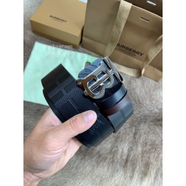 Burberry Embossed Leather Silver Buckle 40mm Belts For Men