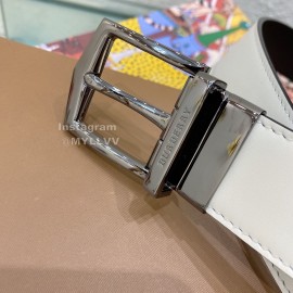 Burberry Silver Needle Buckle White Leather 35mm Belts For Men
