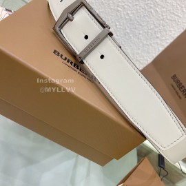 Burberry Silver Needle Buckle White Leather 35mm Belts For Men