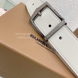 Burberry Silver Needle Buckle White Leather 35mm Belts For Men