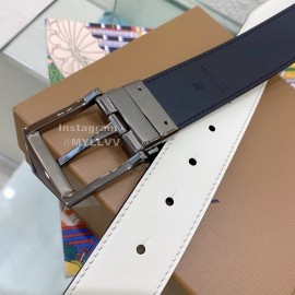 Burberry Silver Needle Buckle White Leather 35mm Belts For Men