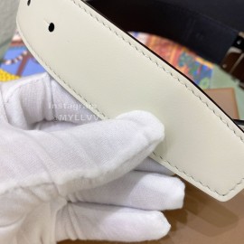 Burberry Silver Needle Buckle White Leather 35mm Belts For Men