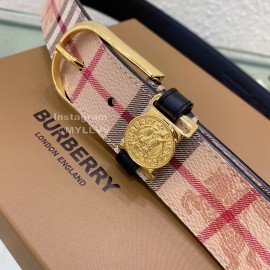 Burberry Pink Plaid Leather Gold Needle Buckle 35mm Belts 