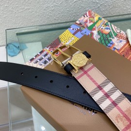 Burberry Pink Plaid Leather Gold Needle Buckle 35mm Belts 