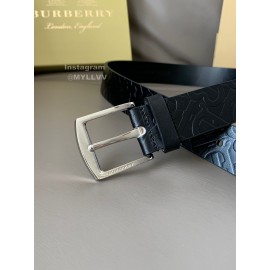 Burberry Embossed Black Leather Needle Buckle 35mm Belts For Men