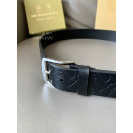 Burberry Embossed Black Leather Needle Buckle 35mm Belts For Men