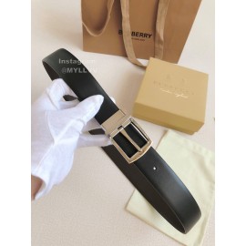 Burberry Black Calf Silver Needle Buckle 35mm Belts For Men