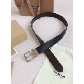 Burberry Black Calf Silver Needle Buckle 35mm Belts For Men
