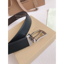 Burberry Black Calf Silver Needle Buckle 35mm Belts For Men
